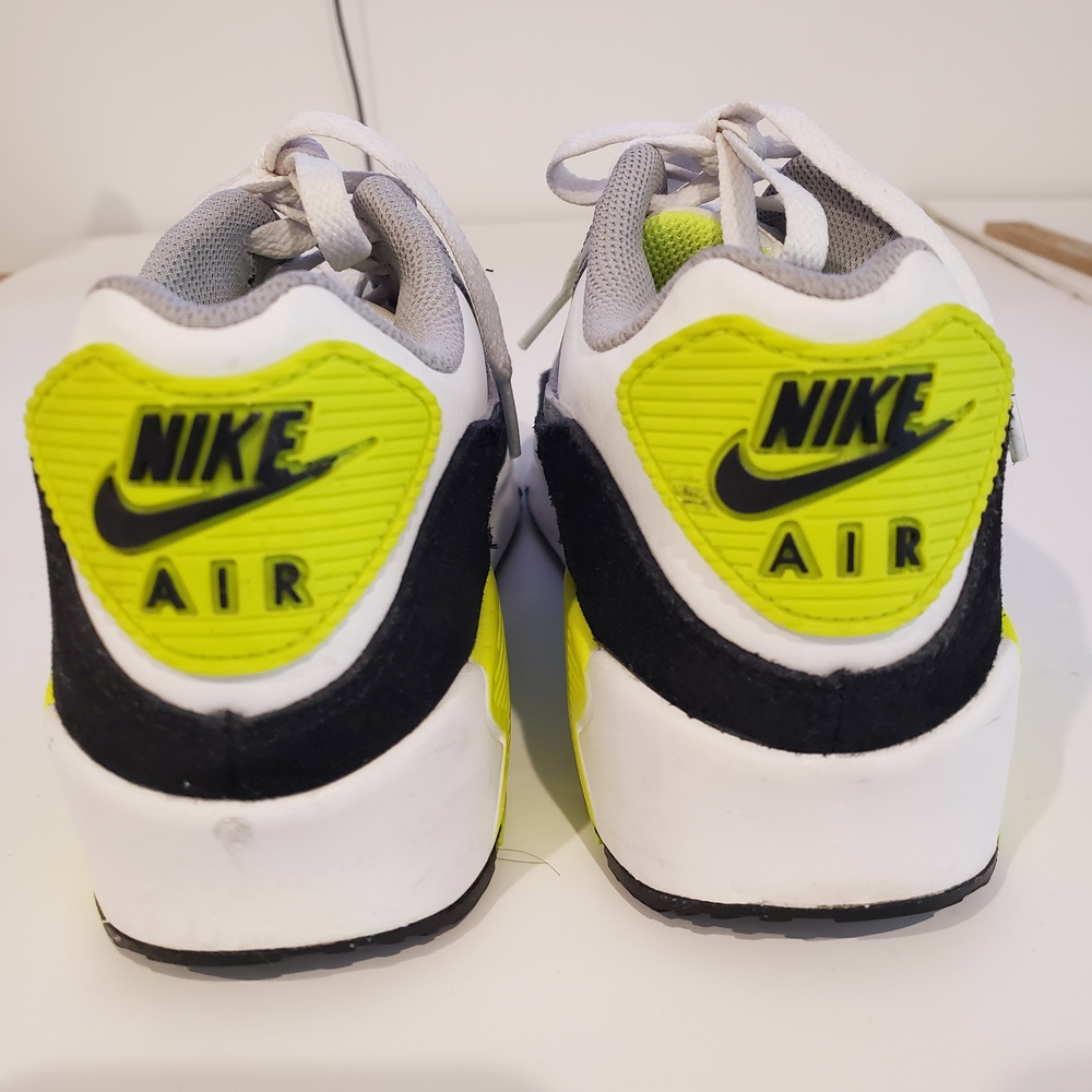 Nike Air Athletic Shoes - White and Neon Yellow